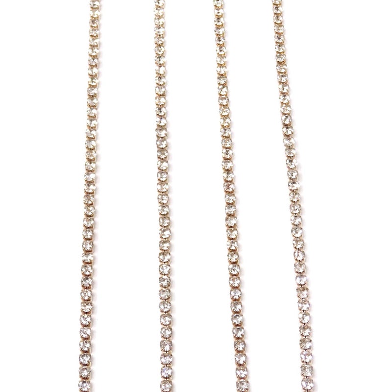 yueton 11 Yards 2MM Crystal Rhinestone Close Chain Trimming Claw Chain Jewelry Crafts DIY Rose Golden Base - Image 2